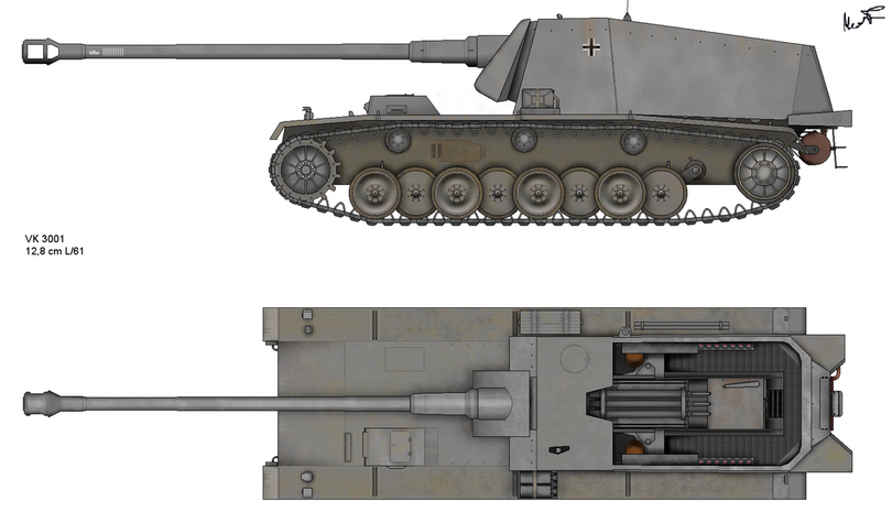 12.8 cm Selbstfahrlafette auf VK3001(H) (Sturer Emil)